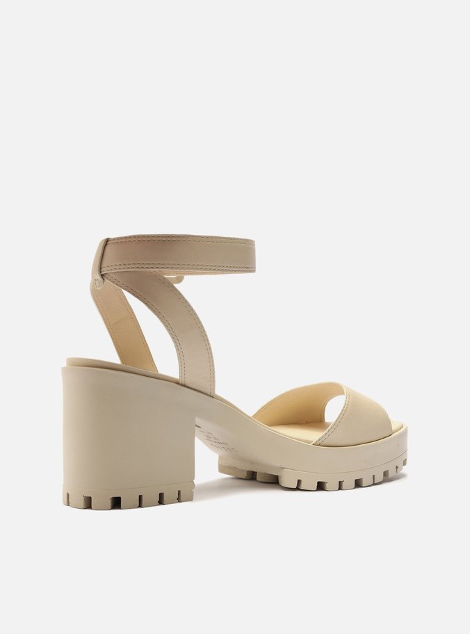 Sandália Off-White Couro Bloco Tratorada Tiras