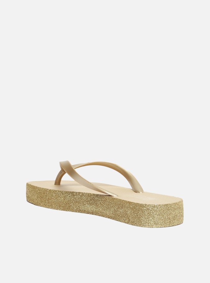 Chinelo de Dedo Dourado Brilho Flatform Brizza