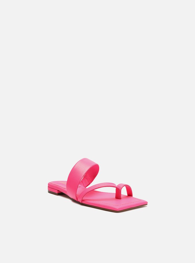 Rasteira Rosa Couro Flat Dedo