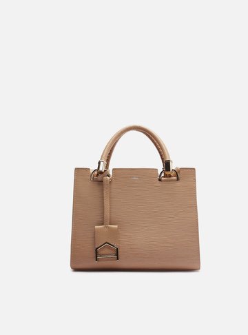 Bolsa Tote Bege Couro Abraccio Média