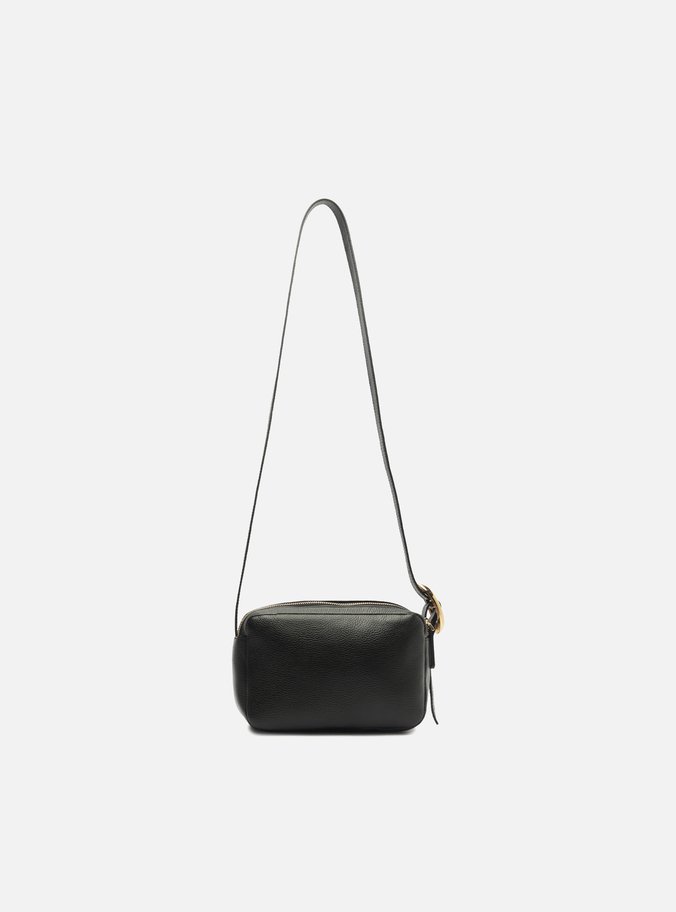 Bolsa Tiracolo Preta Couro Pequena Básica