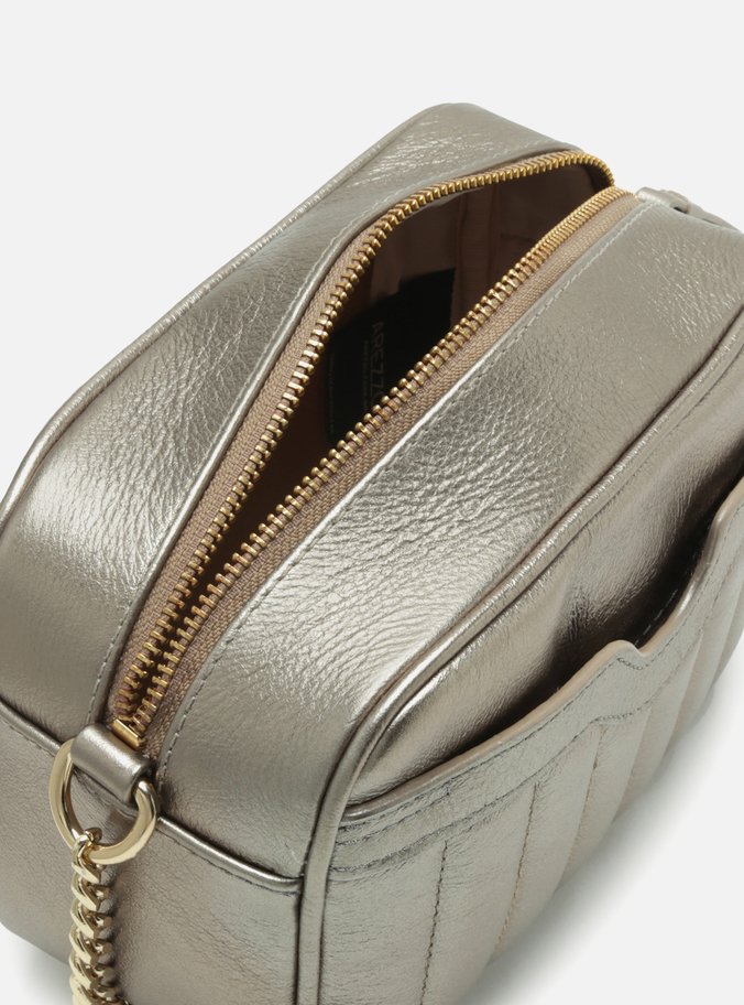 Bolsa Tiracolo Dourada Couro Francine Pequena