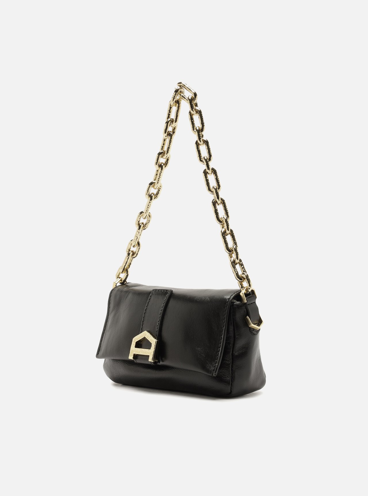 Bolsa Tiracolo Preta Couro Pequena — foto 2