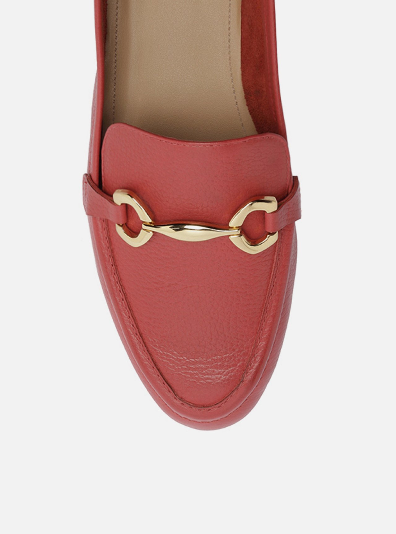 Mocassim Vermelho Couro Bridão Metálico Básico — foto 5