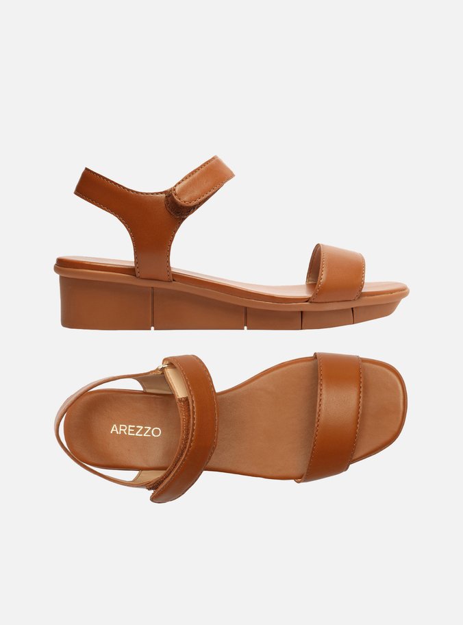 Sandália Marrom Couro Flatform Comfort