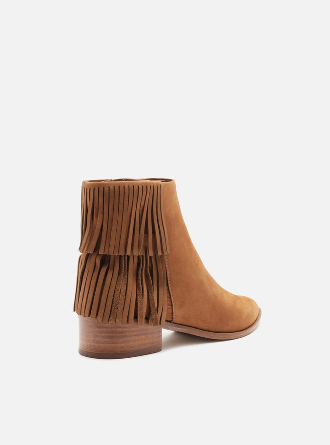 Bota Marrom Nobuck Cano Curto Franjas