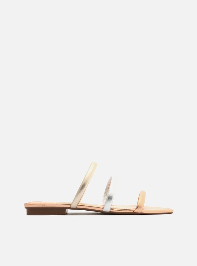 Rasteira Metalizada Tiras Minimalista