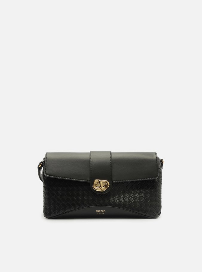 Bolsa Tiracolo Preta Média Tressê Metal Orgânico