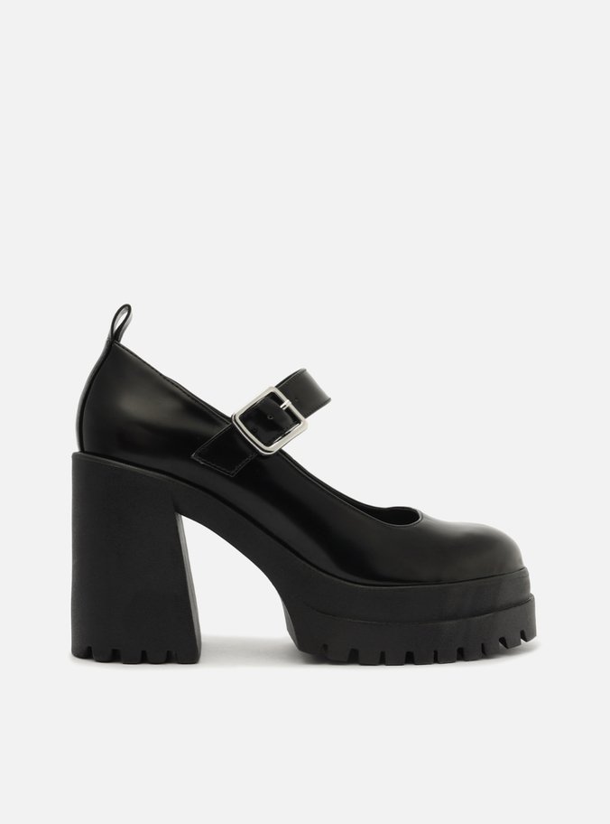 Sapato Preto Salto Alto Tratorada Ashley