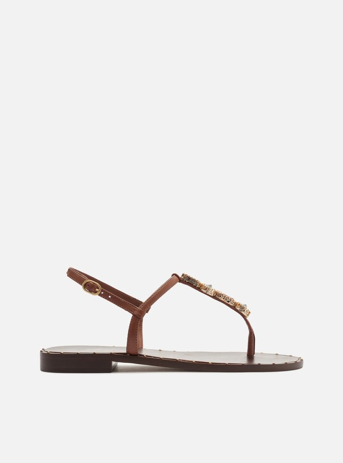 Sandália Rasteira Marrom Salto Rasteiro Fivela