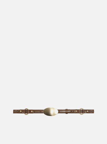 Cinto Caramelo Couro Fino Fivela Oval Metal