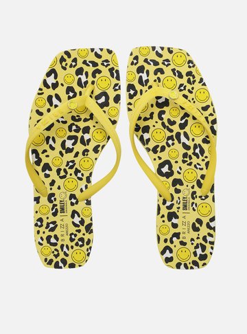 Chinelo de Dedo Amarelo Square Print Smiley