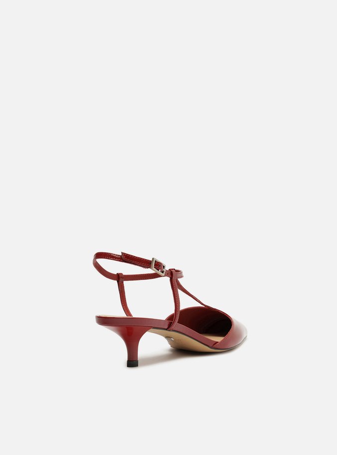 Scarpin Vermelho Verniz Salto Kitten Aberto Tiras