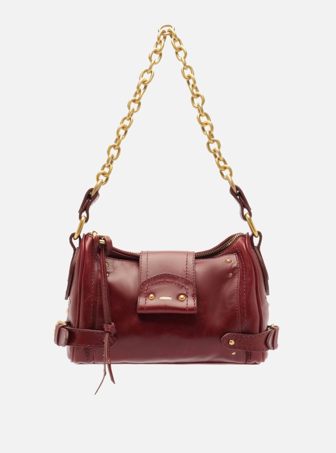 Bolsa Tiracolo Vermelha Couro Média Rebites