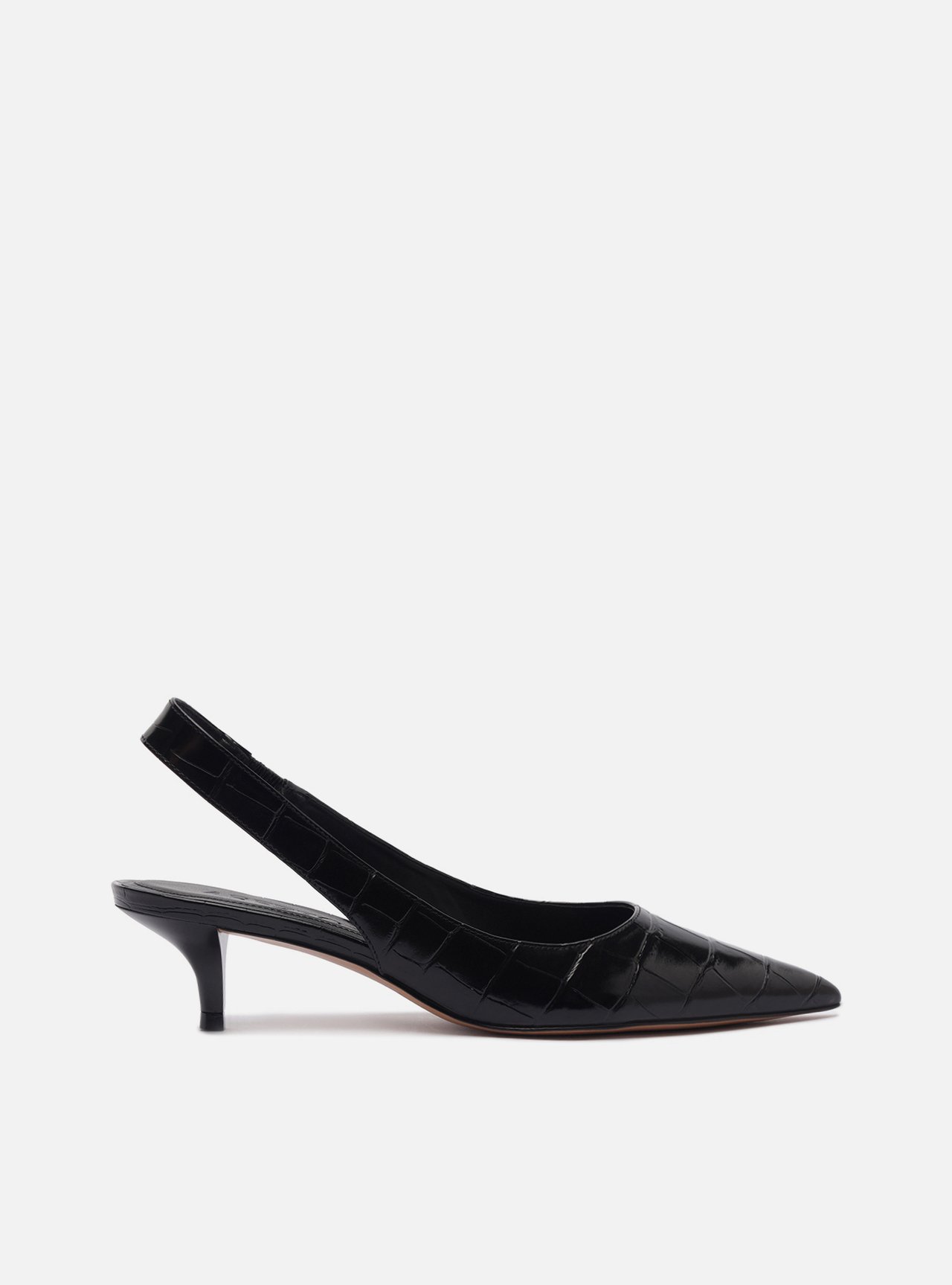 Scarpin Preto Croco Salto Fino Slingback — foto 1