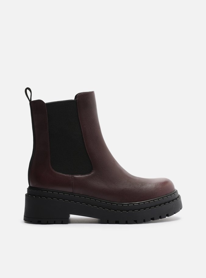 Bota Marrom Couro Cano Curto Tratorada Elástico