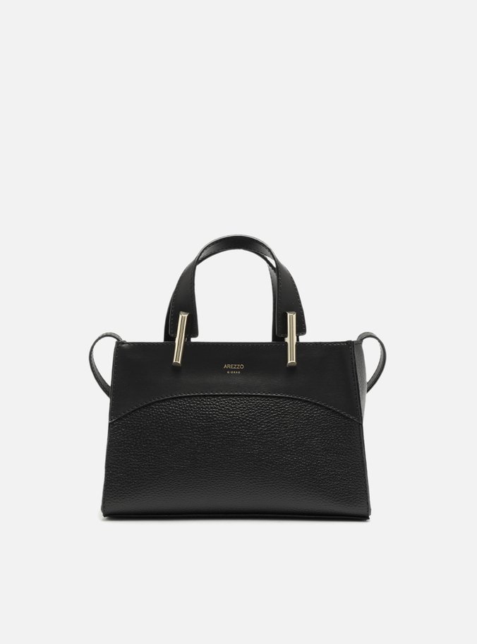 Bolsa Tote Preta Média Alças Metais