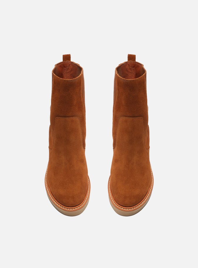 Bota Nobuck Marrom Cano Médio Salto Bloco Jade