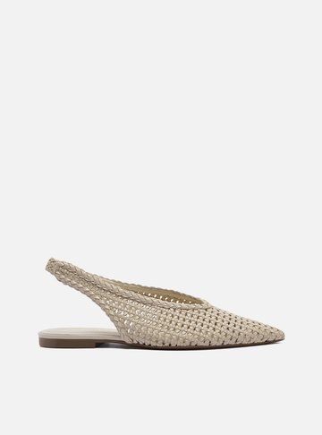 Sapatilha Off-White Tressê Bico Fino Slingback