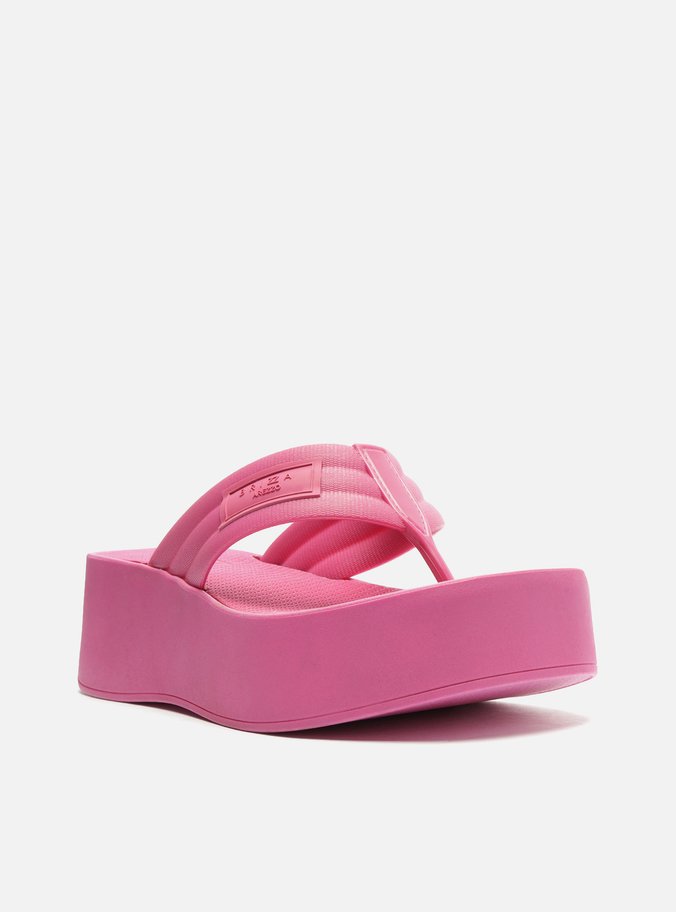 Sandália Rosa Flatform Tiras Brizza