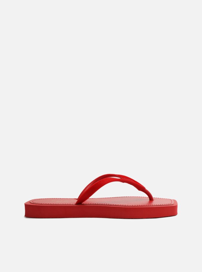 Chinelo de Dedo Vermelho Square Veludo Monocolor