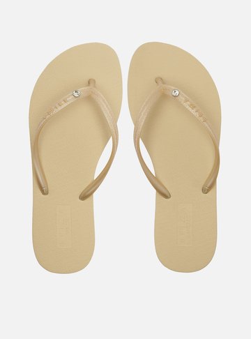 Kit Chinelo de Dedo Dourado e Pouch Essential