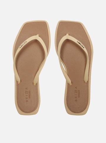 Arezzo — Chinelo de Dedo Bege Recouro Square Brizza