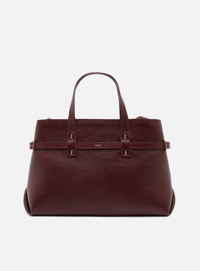 Bolsa Tote Vermelha Couro Grande Fivelas