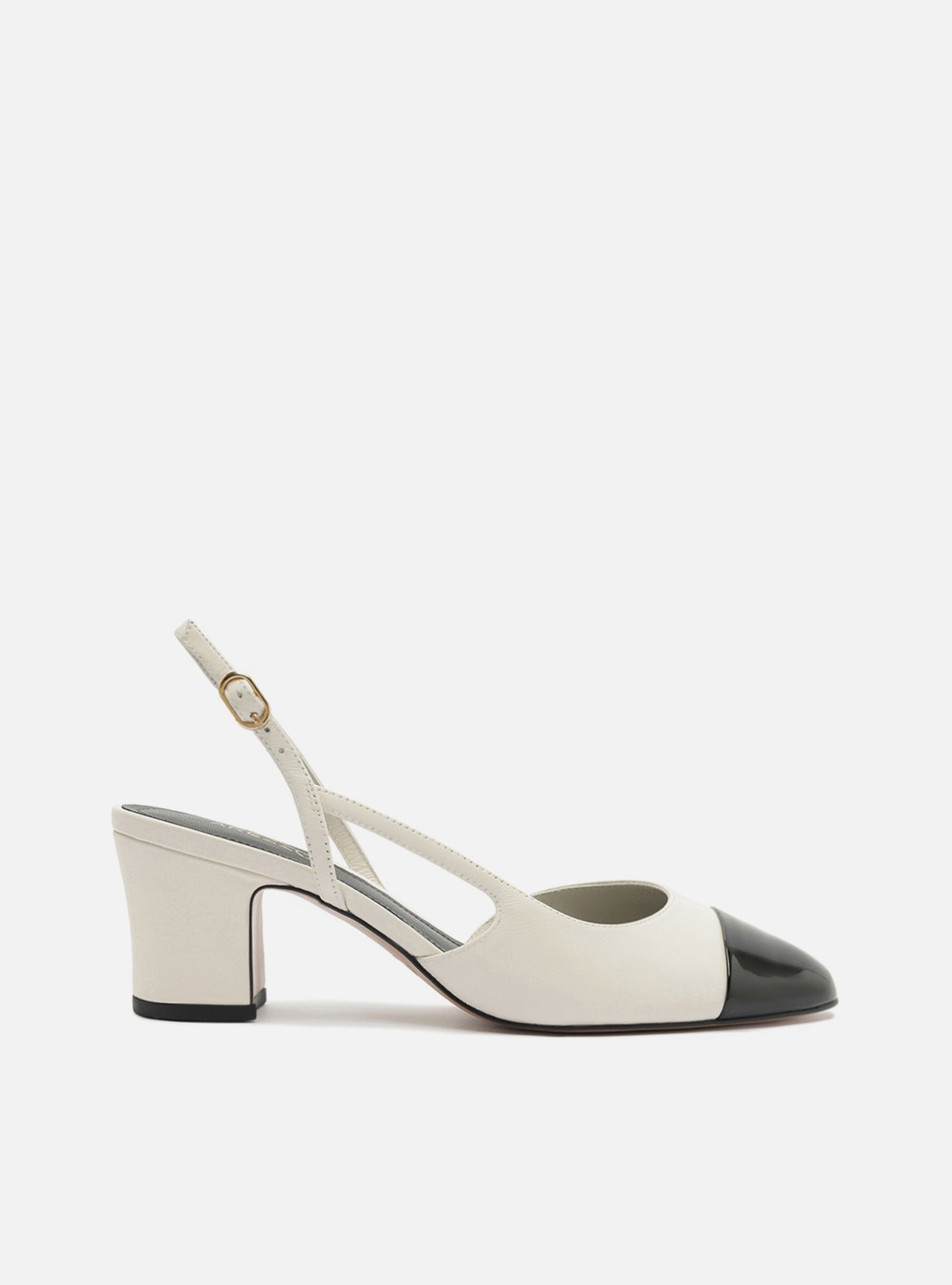 Scarpin Branca Couro Salto Bloco Slingback — foto 1