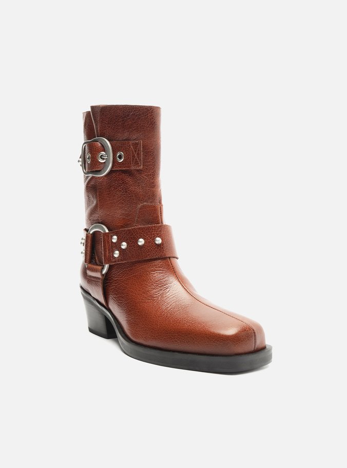 Bota Marrom Couro Cano Curto Montaria West