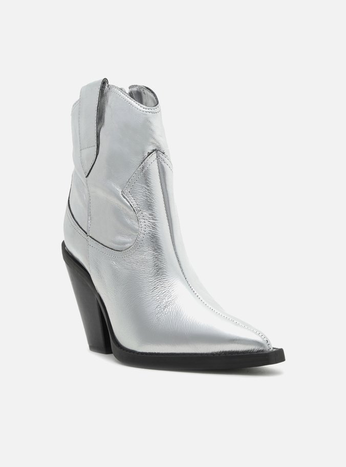 Bota Prata Cano Curto Bloco Western
