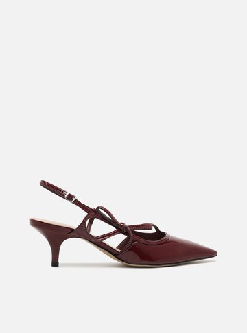 Scarpin Vermelho Salto Fino Slingback Laço