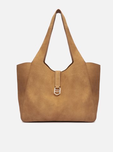 Bolsa Shopping Marrom Claro Grande Couro Acamurçado