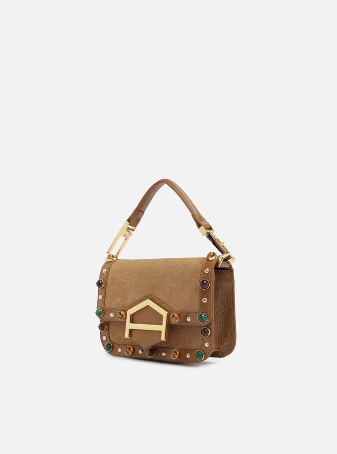 Bolsa Tiracolo Marrom Couro A001 Pequena Pedras