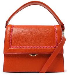 Bolsa Satchel Laranja Couro Turim Média Bolsa Satchel Laranja Couro Turim Média