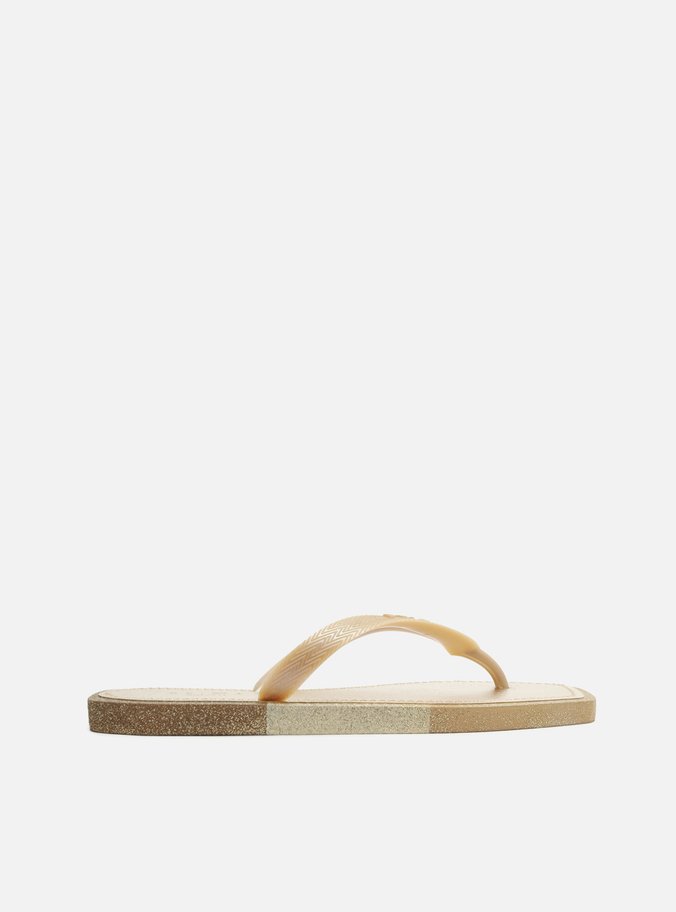 Chinelo de Dedo Dourado Glitter Square Brizza