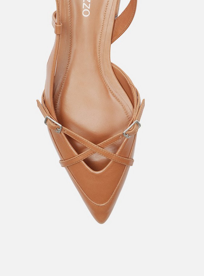 Sapatilha Caramelo Couro Slingback New Amélia