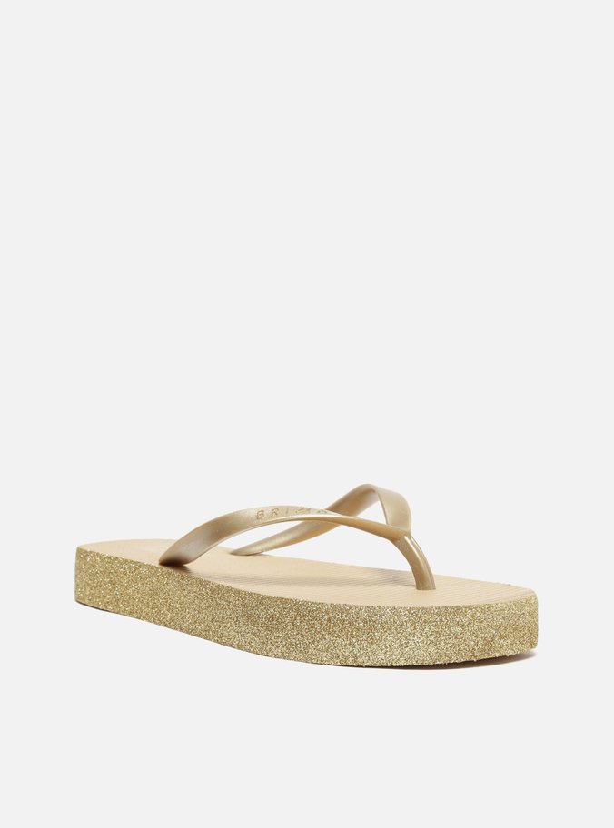 Chinelo de Dedo Dourado Brilho Flatform Brizza