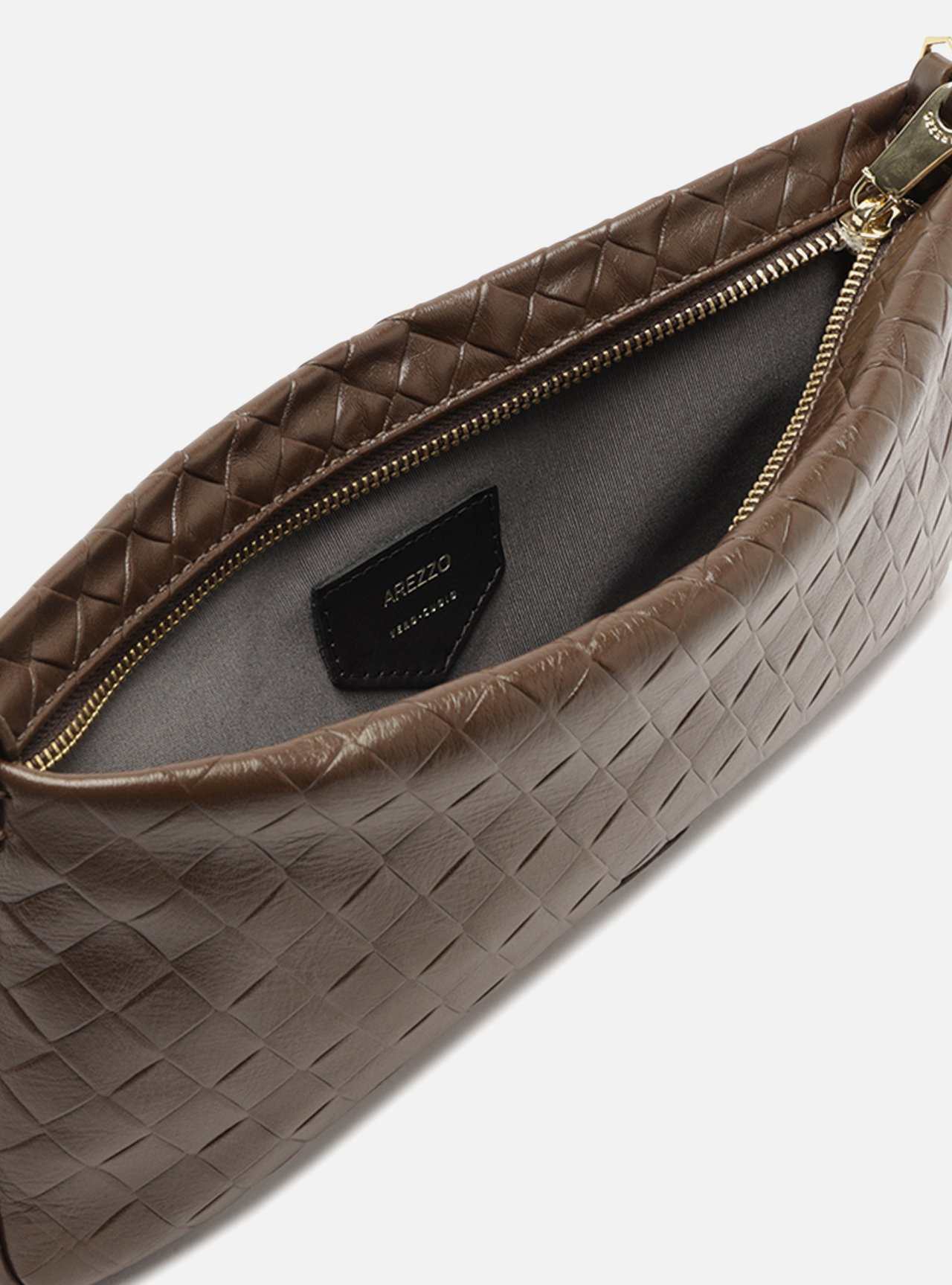 Bolsa Clutch Marrom Couro Pequena Tressê Franja — foto 4