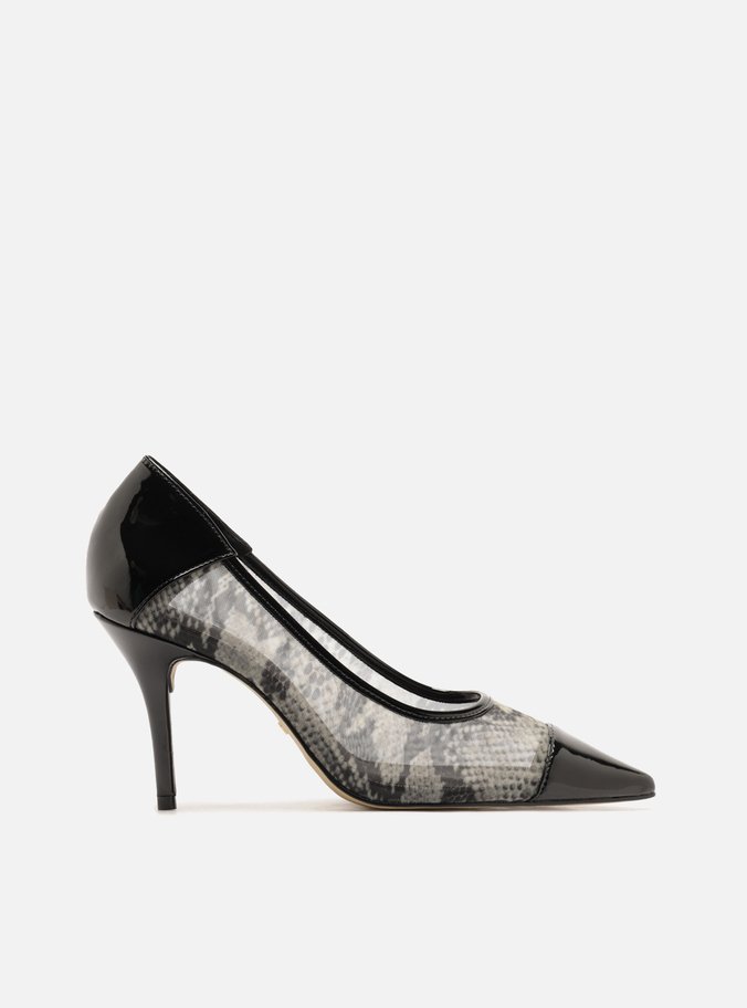 Scarpin Snake Tela Salto Alto Fino