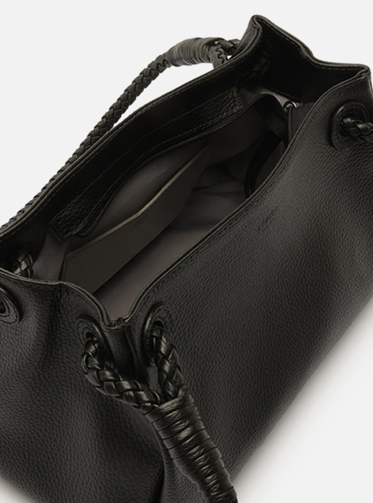 Bolsa Shoulder Preta Média Alça Trançada — foto 4