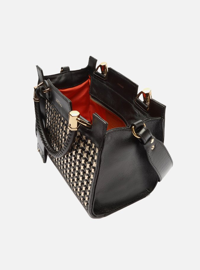 Bolsa Tote Preta Couro Abraccio Média Tressê