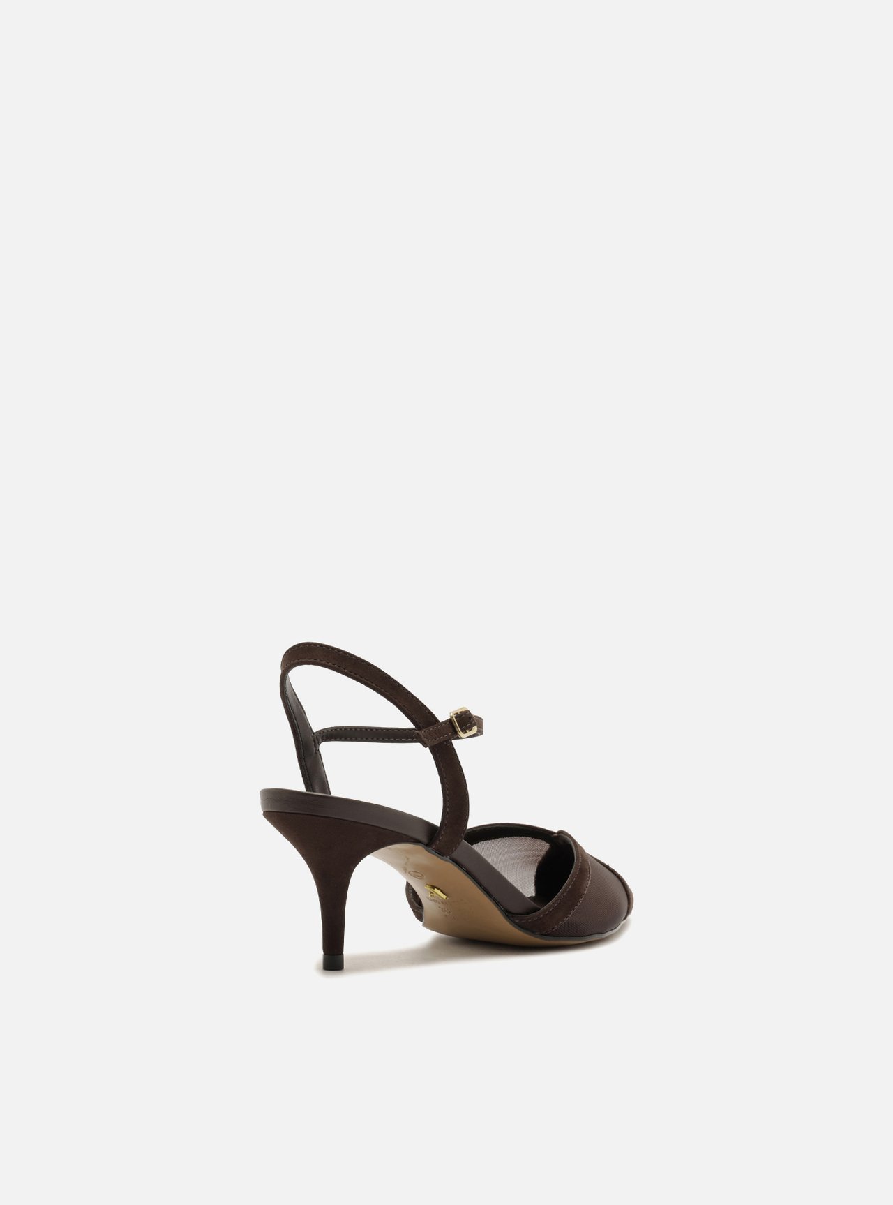 Scarpin Marrom Slingback Salto Fino Fivela — foto 3