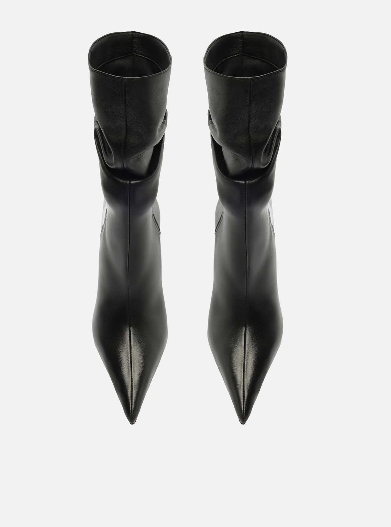 Bota Preta Couro Salto Anabela Alto Slouchy — foto 5