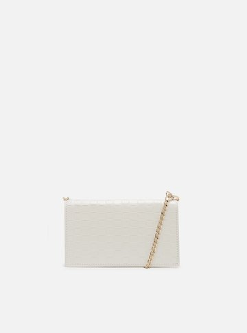 Clutch Branca Couro Tressê Pequena Silvia Braz