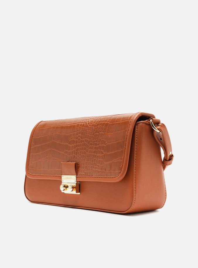 Bolsa Tiracolo Marrom Croco Média