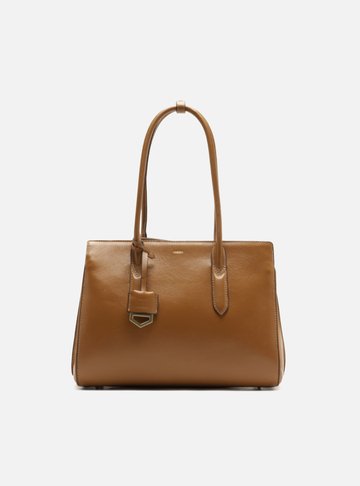 Arezzo — Bolsa Tote Marrom Couro Média Metais