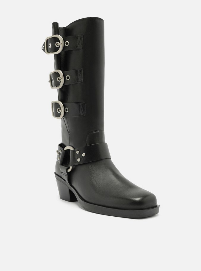 Bota Preta Couro Cano Médio Montaria West