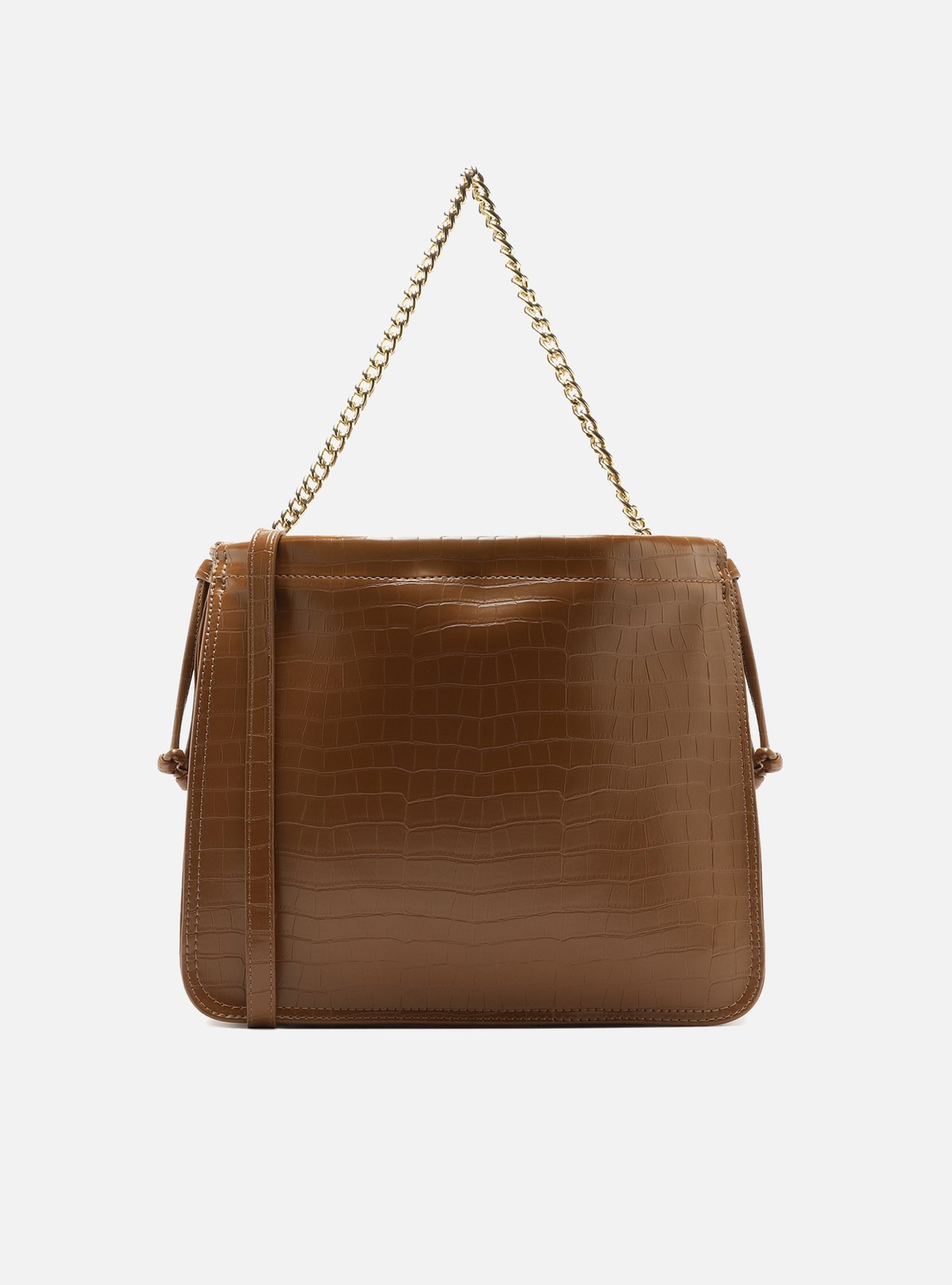 Bolsa Tote Marrom Média Croco Corrente — foto 3