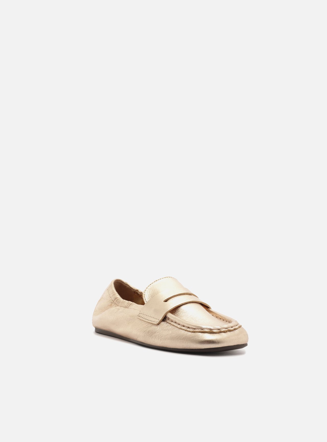 Mocassim Dourado Couro Bico Quadrado Soft — foto 2